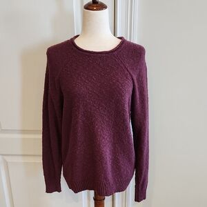 L.L. Bean Burgandy Textured Sweater Medium
